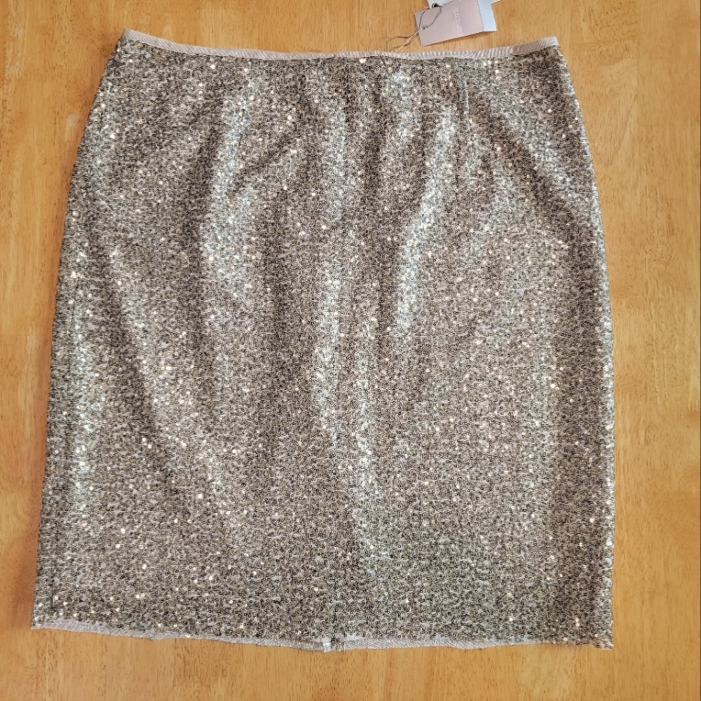 NWT Chico's gold sequin straight skirt